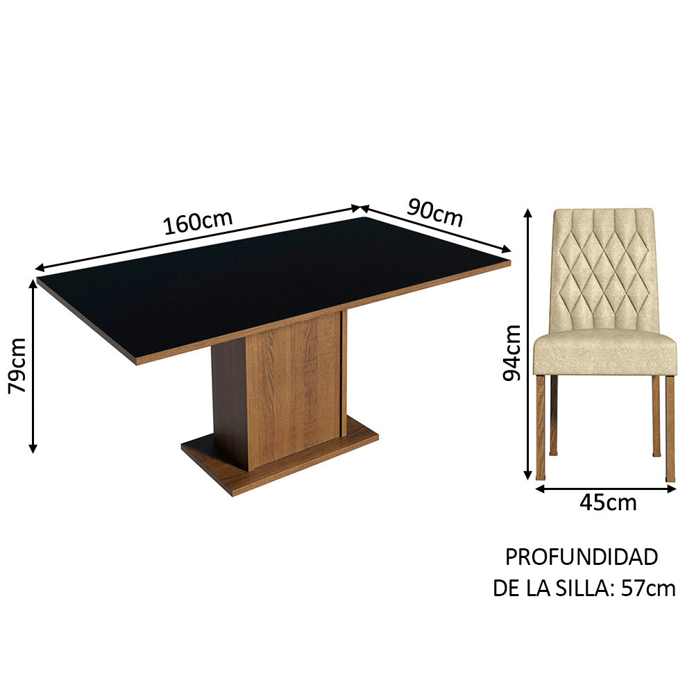 Juego de Comedor Hanna con 6 Sillas Marrón/Negro/Imperial