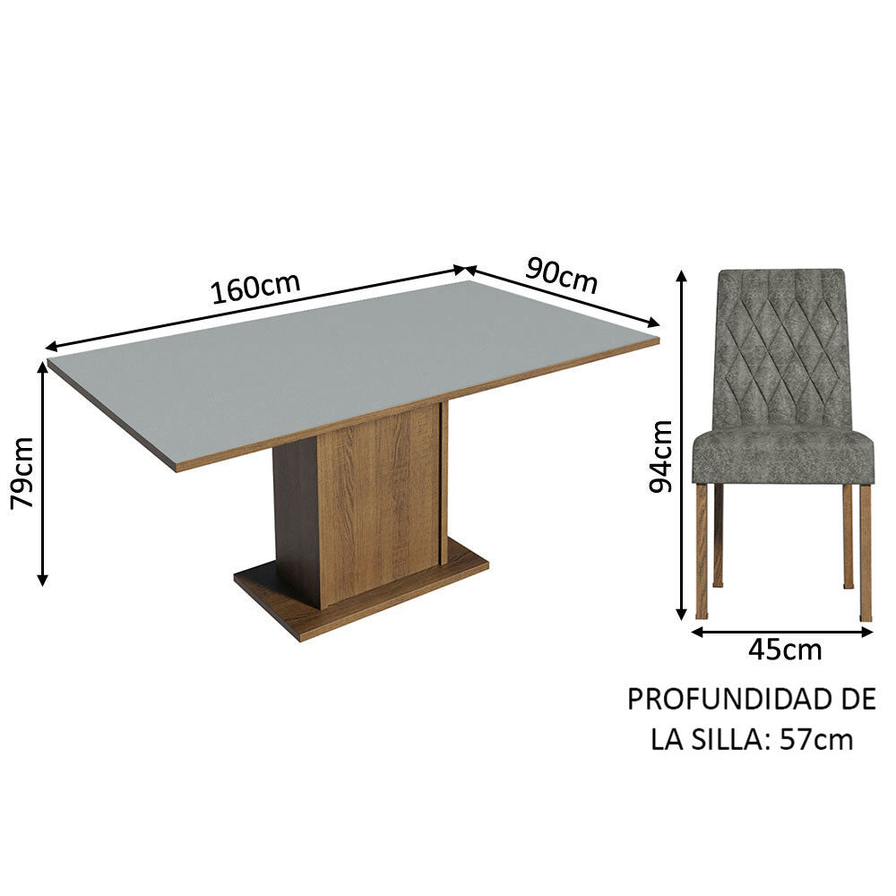Juego de Comedor Hanna con 6 Sillas Marrón/Gris/Plateado