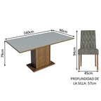 Juego de Comedor Hanna con 6 Sillas Marrón/Gris/Plateado