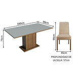 Juego de Comedor Renata con 6 Sillas Marrón/Gris/Imperial