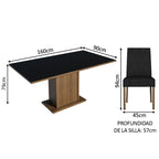 Juego de Comedor Renata con 6 Sillas Oxford Marrón/Negro/Oxford