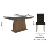 Juego de Comedor Stéfani 6 Sillas Oxford - Tablero de Madera y Cristal