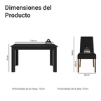 Juego de Comedor Madesa Allegro con 6 Sillas Marrón/Negro/Oxford
