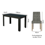 Juego de Comedor Madesa Allegro con 6 Sillas Marrón/Negro/Plateado