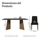Juego de Comedor York con 6 Sillas Marrón/Negro/Oxford