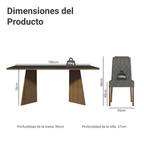 Juego de Comedor Siena con 6 Sillas - Tablero de Madera y Cristal Marrón/Negro/Plateado