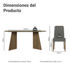 Juego de Comedor Sintra con 6 Sillas - Tablero de Madera y Cristal Marrón/Gris/Plateado