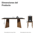 Juego de Comedor Justine con 8 Sillas - Tablero de Madera y Cristal Marrón/Negro
