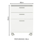 Cajonera para Baño 48 cm con 3 Cajones y Ruedas Blanco Madesa
