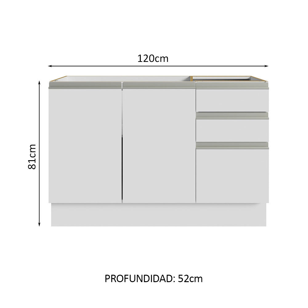 Mueble para Baños 120 cm 2 Puertas 3 Cajones Blanco Madesa