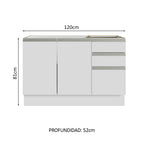 Mueble para Baños 120 cm 2 Puertas 3 Cajones Blanco Madesa