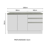 Kit 2 Muebles para Baño 140 cm 2 Puertas 3 Cajones con Encimeras