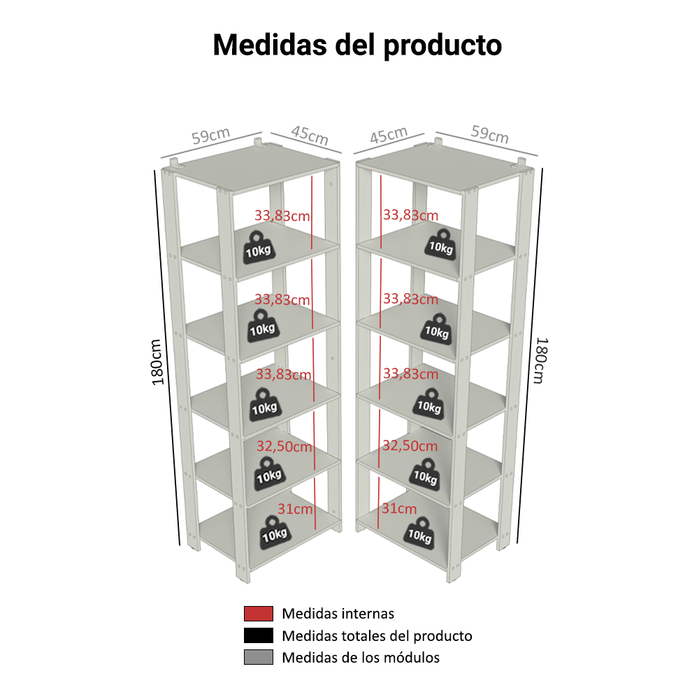 Estante Organizador Multiuso Madesa de 10 Repisas 118 cm Marrón/Negro