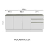 Kit 3 Muebles para Baño 180 cm 3 Puertas 3 Cajones con Encimeras