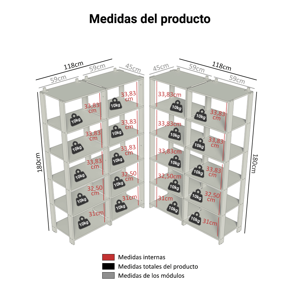Estante Organizador Multiuso Madesa de 20 Repisas 236 cm Marrón/Negro
