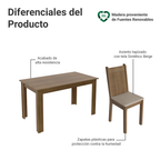 Juego de Comedor Rosie con 4 Sillas Marrón/Beige