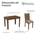 Juego de Comedor Rute Tablero Rectangular de Madera con 4 Sillas Marrón/Beige Madesa