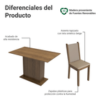 Juego de Comedor Talita Tablero Rectangular de Madera con 4 Sillas Marrón/Crema/Beige Madesa