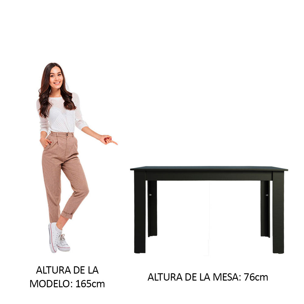 Mesa de Comedor Rectangular 6 Puestos Negro