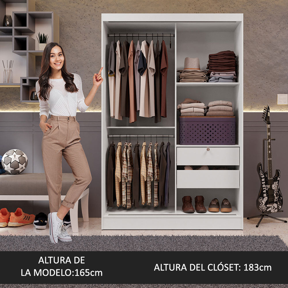 Closet Luke 2 Puertas Corredizas 2 Cajones