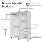 Clóset Luke con Patas 2 Puertas Corredizas 1 Espejo Blanco 192 cm x 120 cm x 53 cm