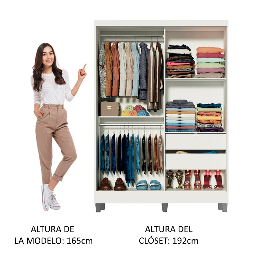 Closet Luke con Patas 2 Puertas Corredizas con Espejos