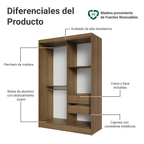 Clóset Luke 2 Puertas Corredizas con Espejos Marrón 183 cm x 119 cm x 54 cm