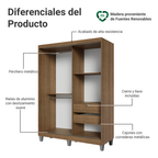 Clóset Luke con Patas 2 Puertas Corredizas con Espejos Marrón 192 cm x 120 cm x 53 cm