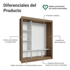 Clóset Monaco 3 Puertas Corredizas Marrón 170 cm x 205 cm x 51 cm