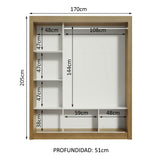 Closet Monaco 3 Puertas Corredizas 2 Espejos
