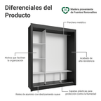 Clóset Monaco 3 Puertas Corredizas 2 Espejos Negro 170 cm x 205 cm x 51 cm