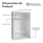 Closet Denver 2 Puertas Corredizas con Espejos Blanco 117 cm x 205 cm