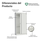 Clóset Tokio 2 Puertas Corredizas 2 Cajones Blanco 218 cm x 109 cm x 54 cm