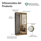 Clóset Tokio 2 Puertas Corredizas con Espejos Marrón 218 cm x 109 cm x 54 cm