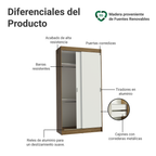 Clóset Tokio 2 Puertas Corredizas 2 Cajones Marrón/Blanco 218 cm x 109 cm x 54 cm