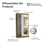 Clóset Tokio 2 Puertas Corredizas 1 Espejo Marrón/Blanco 218 cm x 109 cm x 54 cm