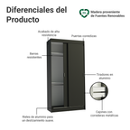 Clóset Tokio 2 Puertas Corredizas 2 Cajones Negro 218 cm x 109 cm x 54 cm