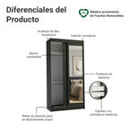 Clóset Tokio 2 Puertas Corredizas 1 Espejo Negro 218 cm x 109 cm x 54 cm