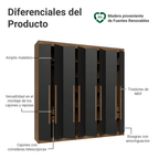 Closet Venus 8 Puertas 4 Cajones 2 Barrales MarrónNegro