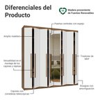 Closet Venus 8 Puertas 4 Cajones 2 Espejos MarrónBlanco