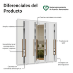 Closet Venus 8 Puertas 4 Cajones 2 Espejos Blanco