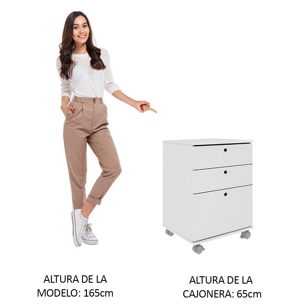 Cajón Organizador de Oficina con Ruedas - Blanco