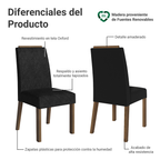 Kit 4 Sillas de Comedor Madesa 4255 Oxford con Borde Superior MarrónOxford