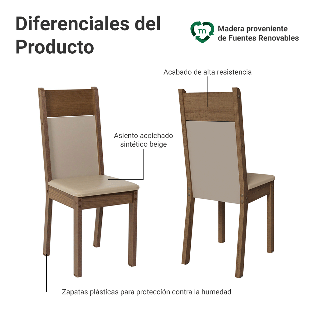 Kit con 6 Sillas de Comedor 4280