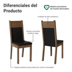 Kit con 6 Sillas de Comedor 4280 MarrónNegro