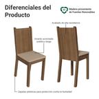 Kit de 4 Sillas de Comedor 4290 Marrón/Beige Madesa