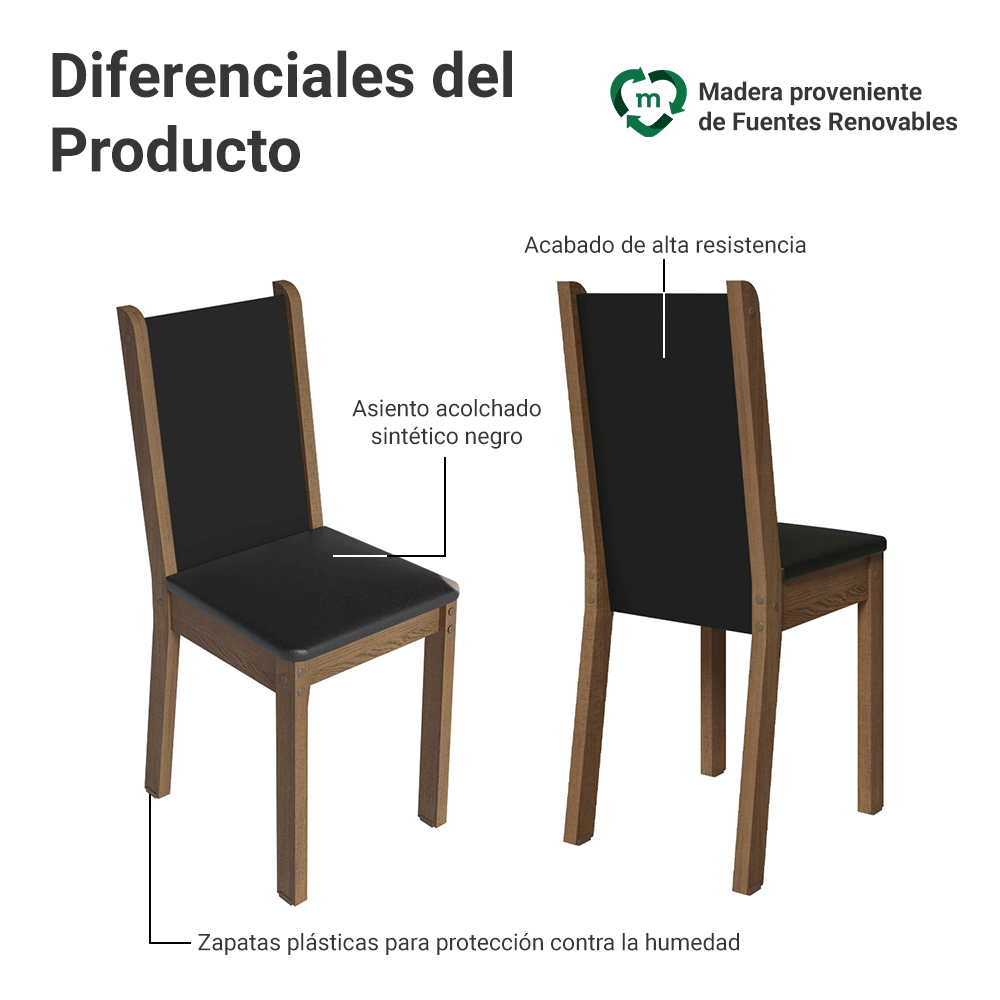 Kit de 4 Sillas de Comedor 4291