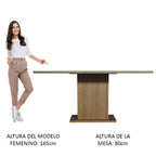 Mesa de Comedor Rectangular 6 Puestos con Tablero de Madera y Cristal Marrón/Gris Madesa