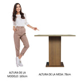 Mesa de Comedor Cuadrada 4 Puestos - Tablero de Madera y Cristal