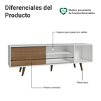 Centro de Entretenimiento Mesa para TV Dubai Hasta 65 Pulgadas Blanco/Marrón (Patas Marrón)